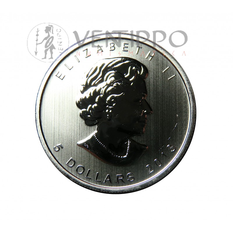 Canadá, 5$ Plata ( 1 Oz. 999 mls ), 2013 Hoja de Arce, 25 Aniv., S/C.