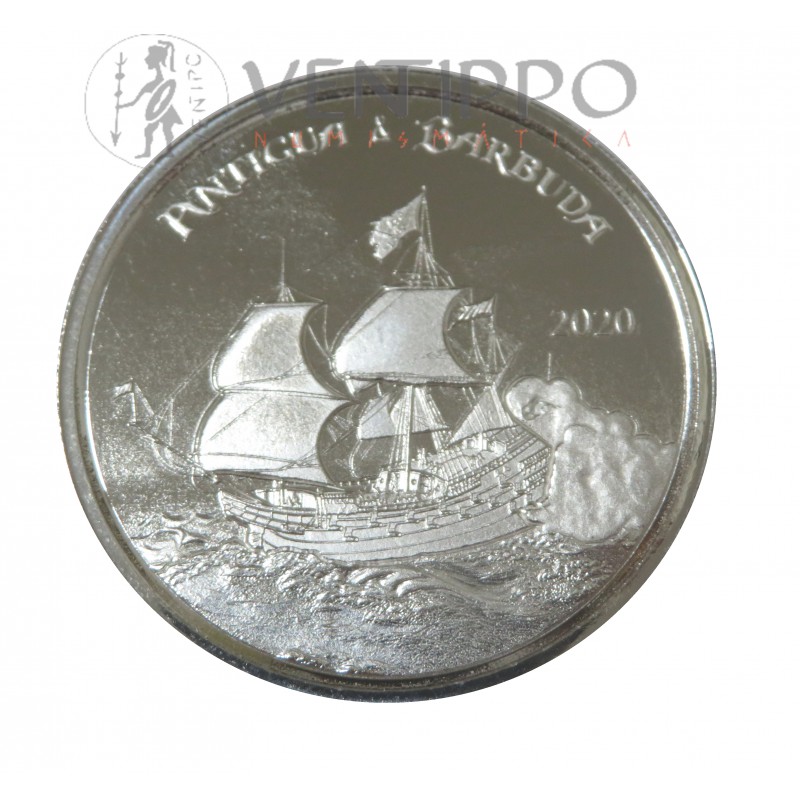 Antigua y Barbuda, 2 $ Plata ( 1 OZ. 999 mls. ) 2020, Carrera del Ron III, Prooflike.