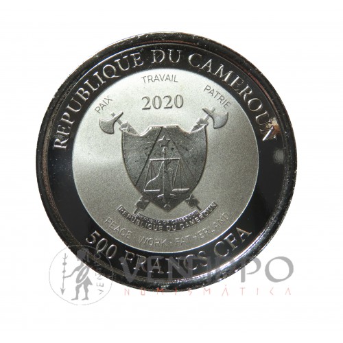 Camerún, 200 Francs CFA Plata ( 1 OZ. 999 mls. ) Mandril 2020, Prooflike.