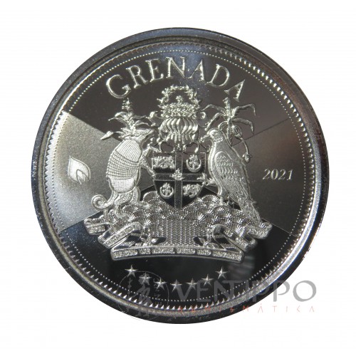 Grenada, 2 $ Plata ( 1 OZ. 999 mls. ) Serie EC8 IV, Escudo 2021.