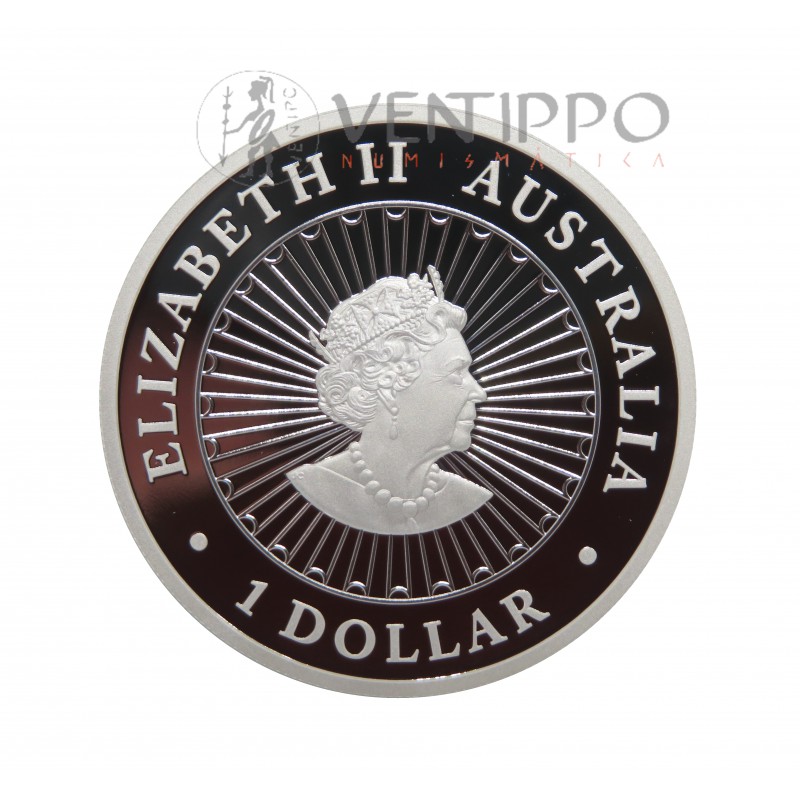 Australia, 1 $ Plata ( 1 OZ. ley 9999 mls ) Great Southern Land 2021, Proof con madre perla.