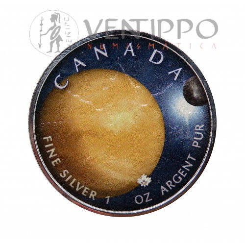 Canadá, 5 $ Plata (1 Oz. 9999 mls), Hoja de Arce/ Venus Coloreada 2022