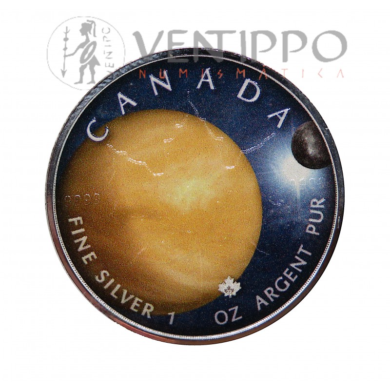 Canadá, 5 $ Plata (1 Oz. 9999 mls), Hoja de Arce/ Venus Coloreada 2022