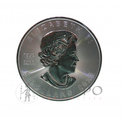 Canadá, 5 $ Plata ( 1 OZ ley 9999 mls ), Hoja de Arce / Meteorito, 2023 coloreada.