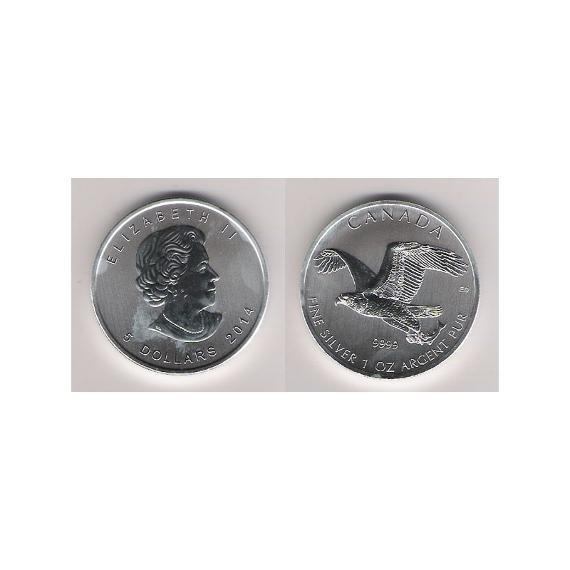 CANADÁ, 5$ PLATA ( 1 OZ. 9999 mls. ) ÁGUILA CALVA, 2014 S/C