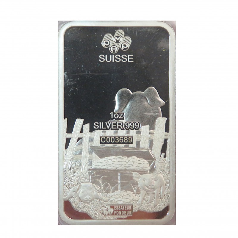 Lingote 1 OZ Plata 999 mls., Pamp Suisse 2019, Año del Cerdo.