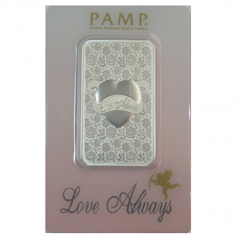 Lingote 1OZ. Plata 999 mls. Pamp Suisse, Love Always.